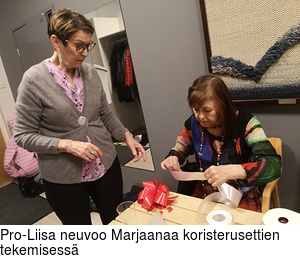 Pro-Liisa neuvoo Marjaanaa koristerusettien tekemisess