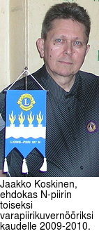 Jaakko Koskinen, ehdokas N-piirin toiseksi varapiirikuvernriksi kaudelle 2009-2010.
