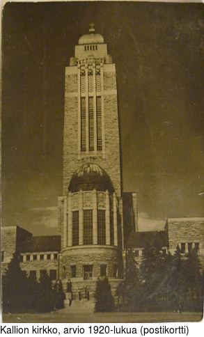 Kallion kirkko, arvio 1920-lukua (postikortti)
