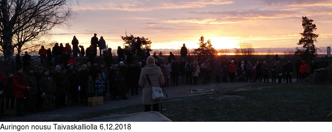 Auringon nousu Taivaskalliolla 6,12,2018