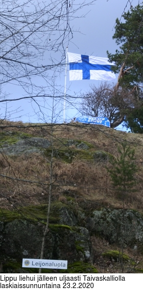 Lippu liehui jlleen uljaasti Taivaskalliolla laskiaissunnuntaina 23.2.2020