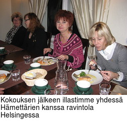 Kokouksen jlkeen illastimme yhdess Hmettrien kanssa ravintola Helsingessa