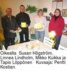 Oikealta  Susan Hgstrm, Linnea Lindholm, Mikko Kuikka ja Tapio Lppnen   Kuvaaja: Pentti Kostian.