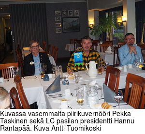 Kuvassa vasemmalta piirikuvernri Pekka Taskinen sek LC pasilan presidentti Hannu Rantap. Kuva Antti Tuomikoski