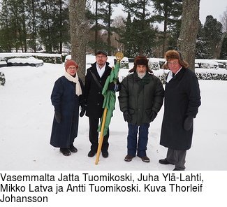 Vasemmalta Jatta Tuomikoski, Juha Yl-Lahti, Mikko Latva ja Antti Tuomikoski. Kuva Thorleif Johansson