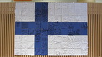 Koululaisten tekem suuri Suomen lippu (TH)