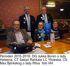 Perioden 2015-2016: DG Jukka Boren o lady Heleena, CT Sakari Rahkala LC Ylivieska, CS Max Bjrkskog o lady Ritva  foto HH