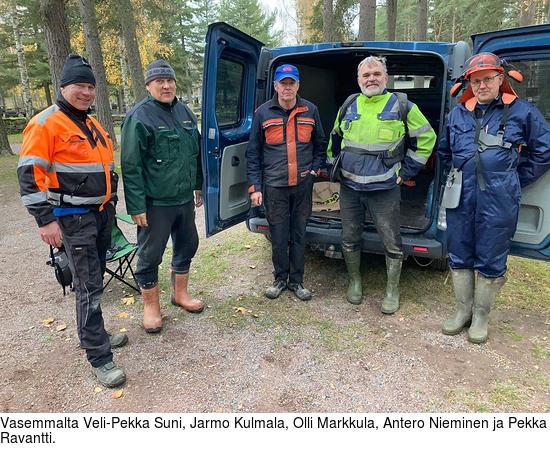 Vasemmalta Veli-Pekka Suni, Jarmo Kulmala, Olli Markkula, Antero Nieminen ja Pekka Ravantti.