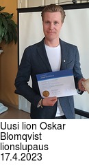 Uusi lion Oskar Blomqvist lionslupaus 17.4.2023