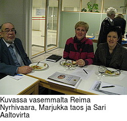 Kuvassa vasemmalta Reima Nyrhivaara, Marjukka taos ja Sari Aaltovirta