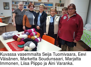 Kuvassa vasemmalta Seija Tuomivaara, Eevi Visnen, Marketta Soudunsaari, Marjatta Immonen, Liisa Piippo ja Aini Varanka.
