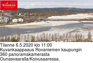 Tilanne 6.5.2020 klo 11:00
Kuvankaappaaus Rovaniemen kaupungin 360 panoramakamerasta Ounasvaaralla/Koivusaaressa.