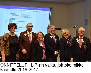 ONNITTELUT!  L-Piirin valittu johtokolmikko kaudelle 2016-2017