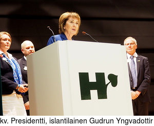kv. Presidentti, islantilainen Gudrun Yngvadottir