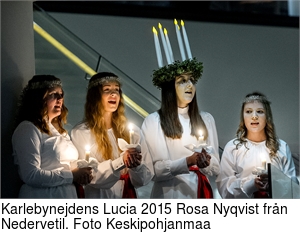 Karlebynejdens Lucia 2015 Rosa Nyqvist frn Nedervetil. Foto Keskipohjanmaa
