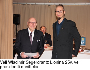 Veli Wladimir Segercrantz Lionina 25v, veli presidentti onnittelee