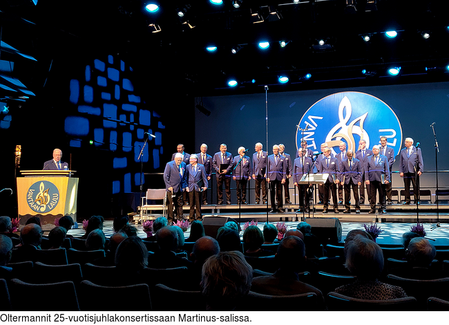Oltermannit 25-vuotisjuhlakonsertissaan Martinus-salissa.