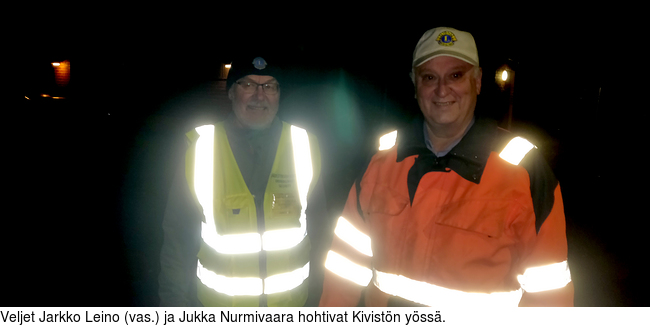 Veljet Jarkko Leino (vas.) ja Jukka Nurmivaara hohtivat Kivistn yss.