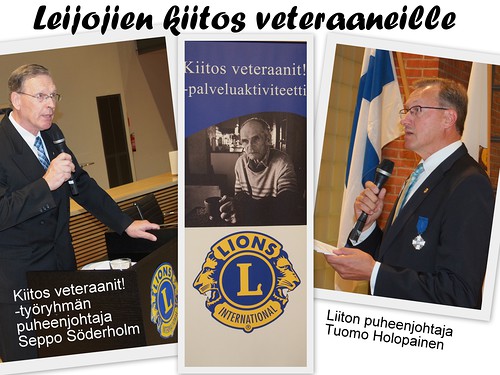Tilaisuuden avasi "Kiitos veteraanit!" -tyryhmn puheenjohtaja Seppo Sderholm.  Liiton puheenvuoron esitti puheenjohtaja Tuomo Holopainen.