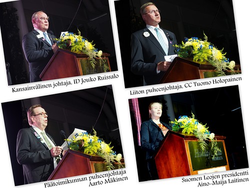 Vuosikokouksen avajaisjuhlassa puhuivat mm. ID Jouko Ruissalo, Liiton puheenjohtaja Tuomo Holopainen, ptoimikunnan puheenjohtaja Aarto Mkinen ja Leojen presidentti Aino-Maija Laitinen.