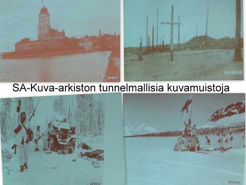 SA-Kuva-arkiston kuvat toivat mieleen sodanaikaisia tunnelmia; kauhun hetki - ja toiveikkuutta Suomen lipun nostoineen.