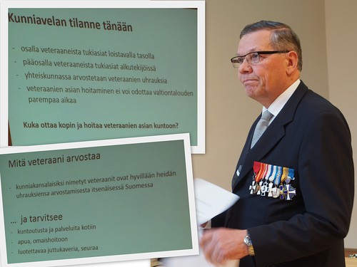 Suomen Sotaveteraaniliiton toiminnanjohtaja Markku Sepp esitti katsauksen, mik on kunniakansalaisten, veteraanien tilanne tnn.  