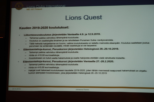 Johanna Raivio kertoi Lions Questist.