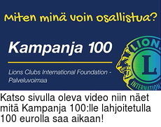 Katso sivulla oleva video niin net mit Kampanja 100:lle lahjoitetulla 100 eurolla saa aikaan!