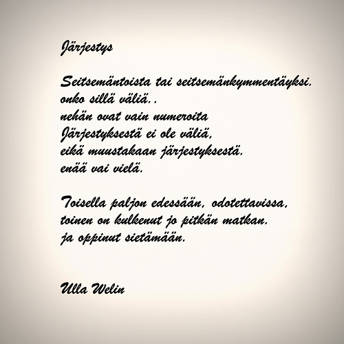 Yksi Ulla Welinin runo.